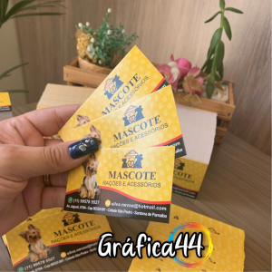 Cartão de visita Couchê brilho 250g 8.8 x 4.8 cm 4x0 (Só Frente) Verniz Total Brilho Frente Corte Reto 